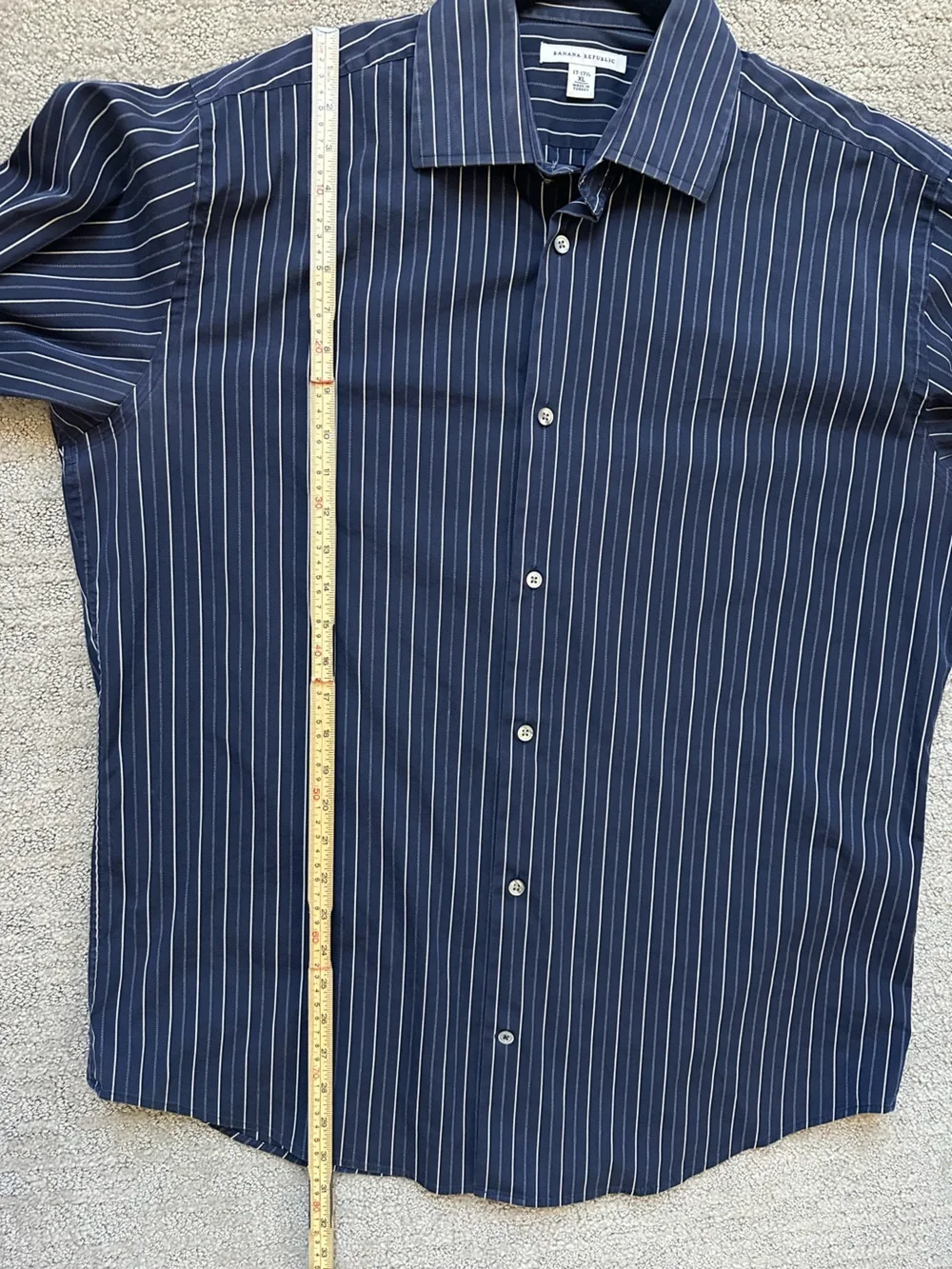 Banana Republic Men’s 17 1/2 XL Blue White Stripe Stretch Dress Shirt